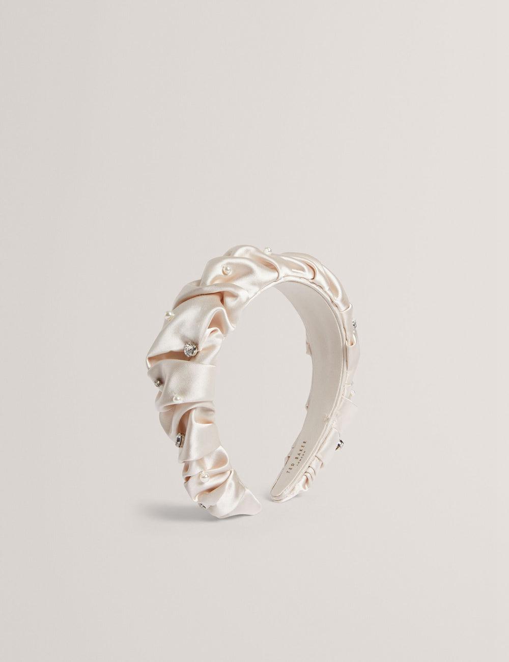 Bandeau Ted Baker MELLSI - Rhinestone Ruched Satin Femme Blanche | Paris  07384-XQFA