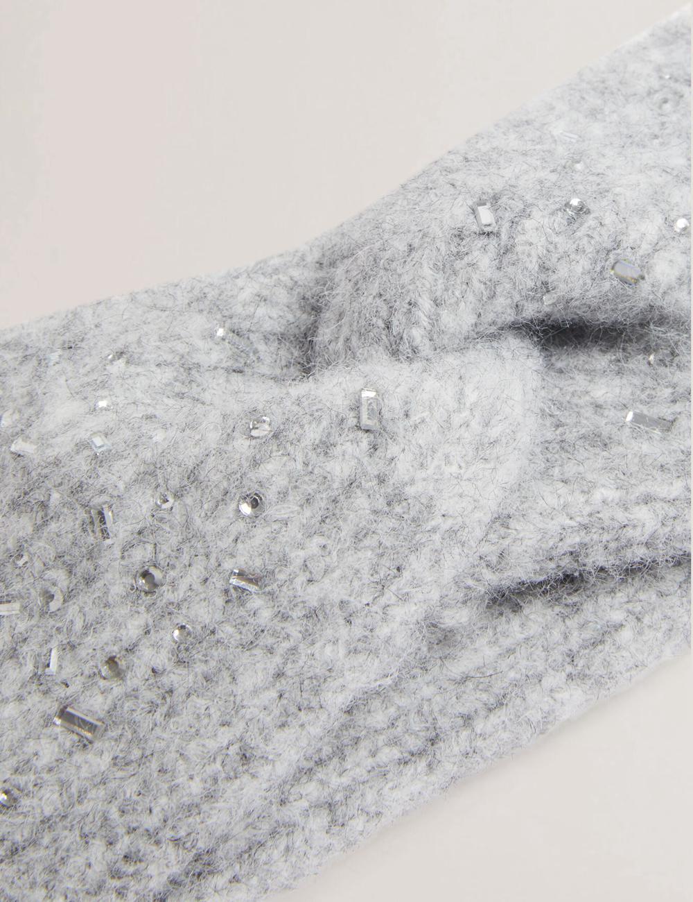 Bandeau Ted Baker PENAOPA - Rhinestone Detail Knitted Femme Grise | Paris  35912-ECMG