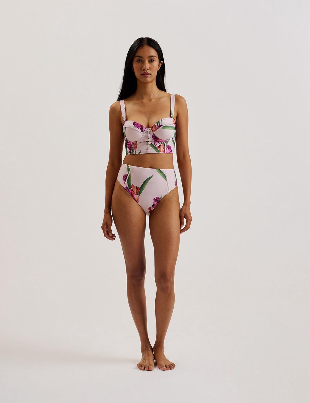 Bikini Ted Baker AVELEA - Floral Print High Waisted Femme Rose | Paris  21576-XQGD