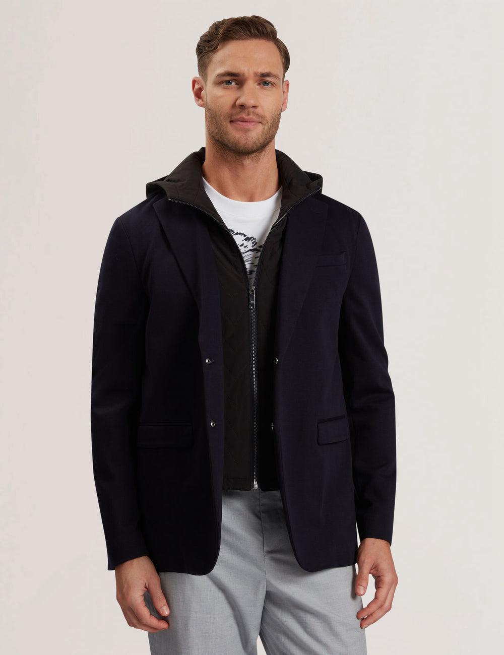 Blazer Ted Baker ASHB - Jersey Blazer With Zip-Up Hooded Liner Homme Bleu Marine | Paris  01682-PXUL