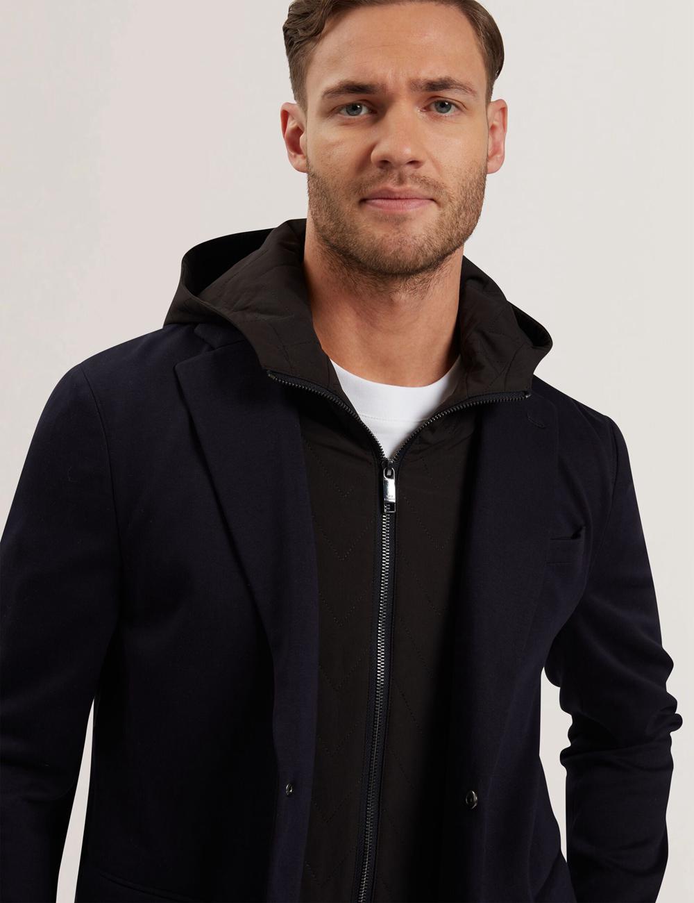Blazer Ted Baker ASHB - Jersey Blazer With Zip-Up Hooded Liner Homme Bleu Marine | Paris  01682-PXUL