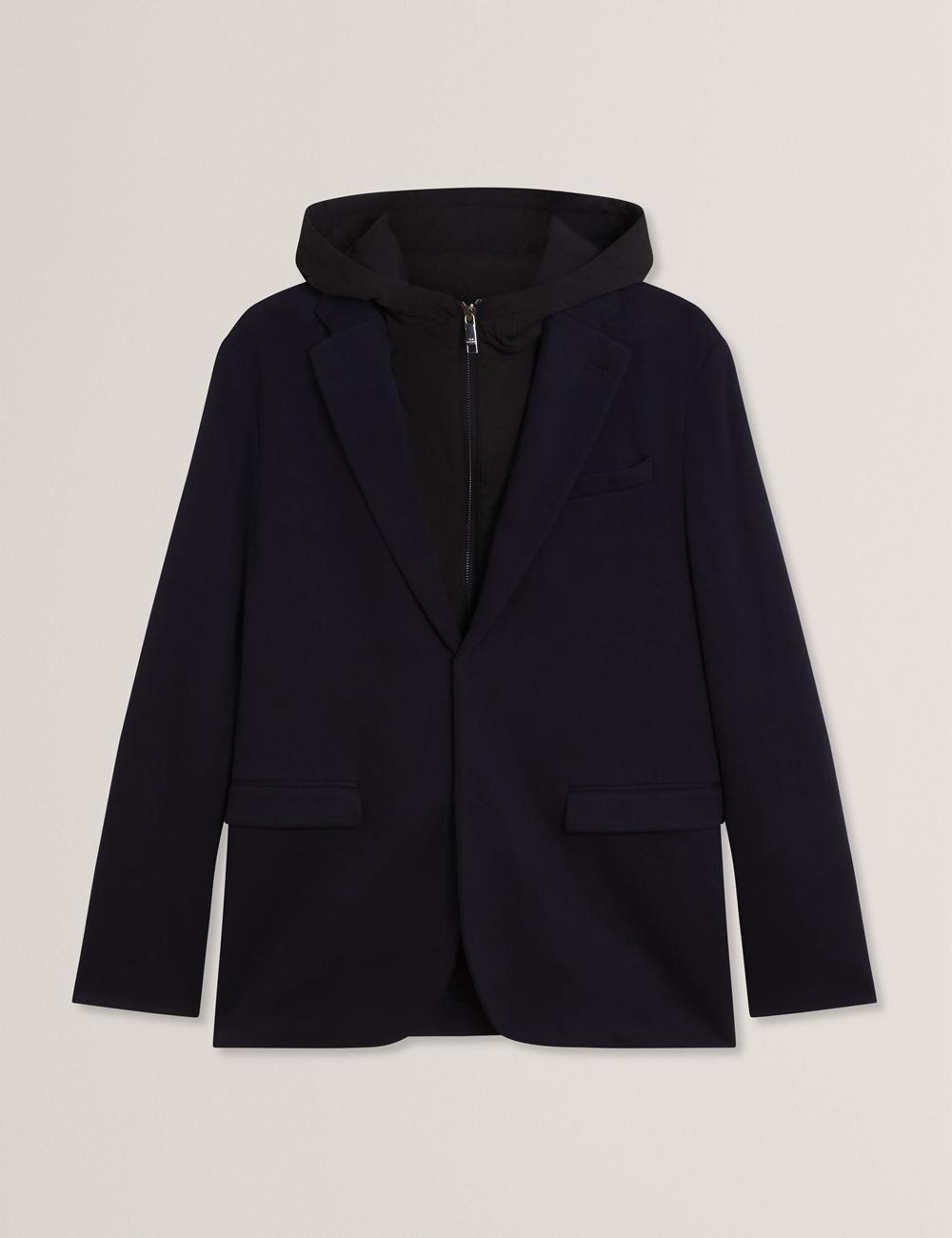 Blazer Ted Baker ASHB - Jersey Blazer With Zip-Up Hooded Liner Homme Bleu Marine | Paris  01682-PXUL