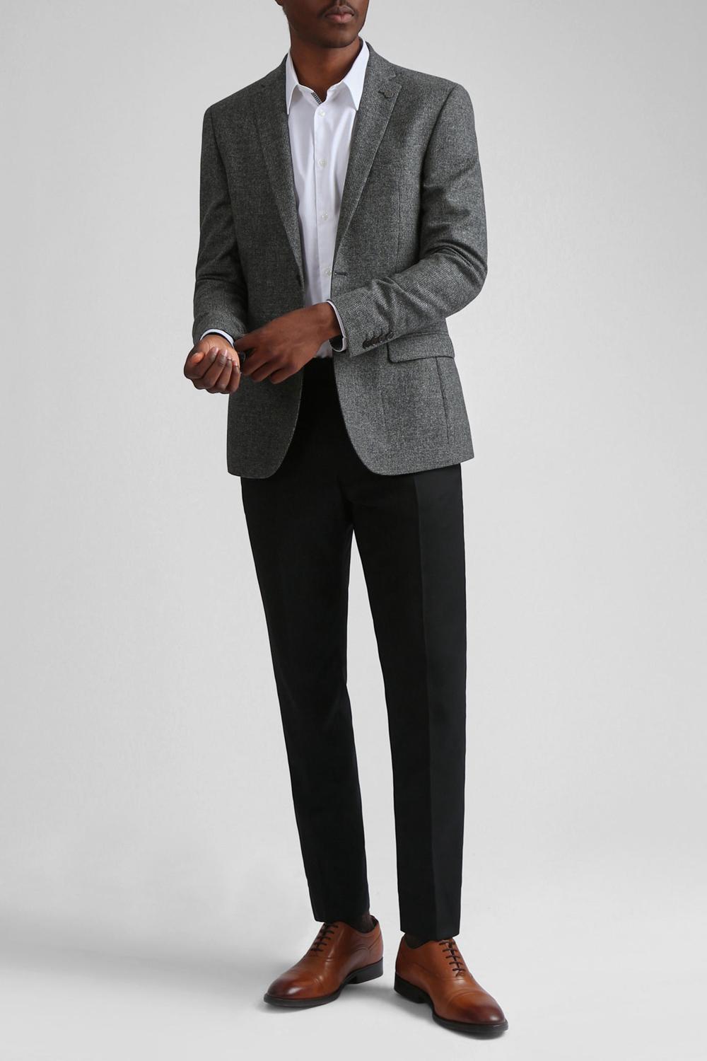 Blazer Ted Baker ASOJS - Puppytooth Check Slim Fit Homme Charcoal | Paris  02749-XHVT