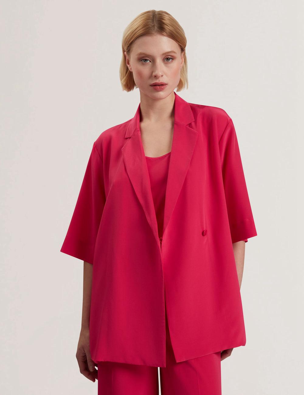 Blazer Ted Baker CARLOE - Silk Short Sleeve Femme Fushia | Paris  48975-JPNG