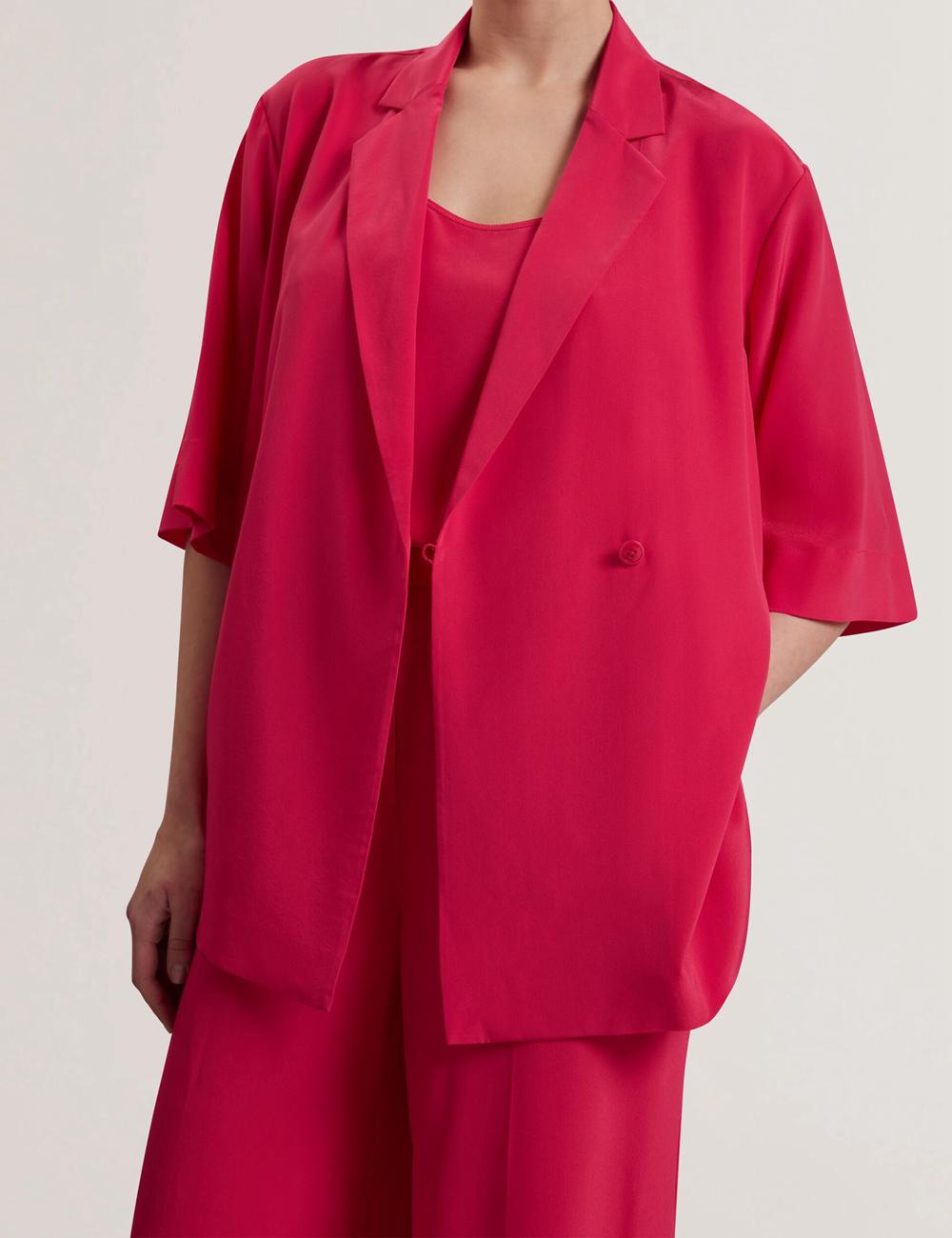 Blazer Ted Baker CARLOE - Silk Short Sleeve Femme Fushia | Paris  48975-JPNG
