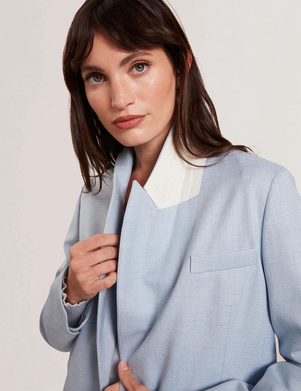 Blazer Ted Baker CARNI - Relaxed Tailored Single Breasted Femme Bleu | Paris  95783-TRVL