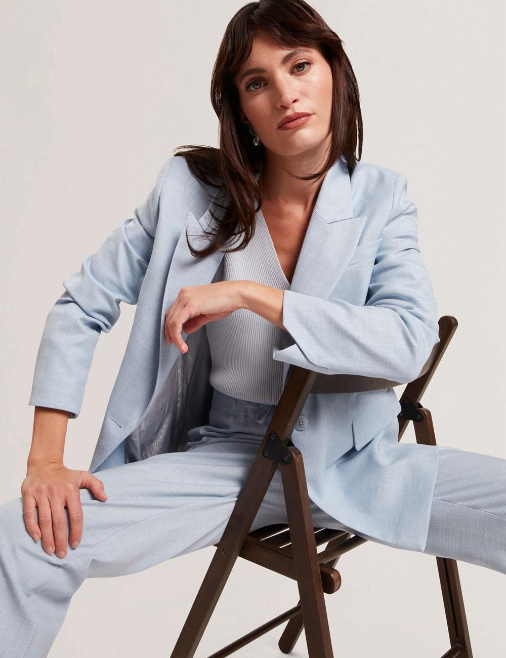 Blazer Ted Baker CARNI - Relaxed Tailored Single Breasted Femme Bleu | Paris  95783-TRVL