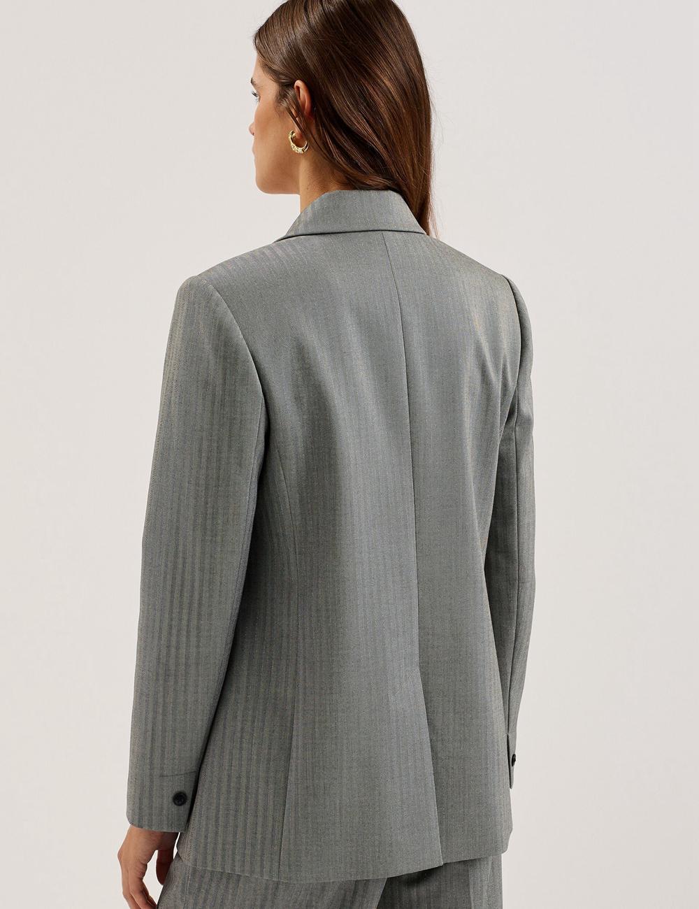 Blazer Ted Baker KOA - Oversized Herringbone Single Breasted Femme Grise | Paris  58310-LBZR