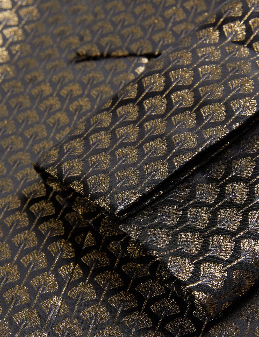 Blazer Ted Baker MANGU - Tailored Metallic Jacquard Fitted Femme Noir | Paris  30196-OUIT