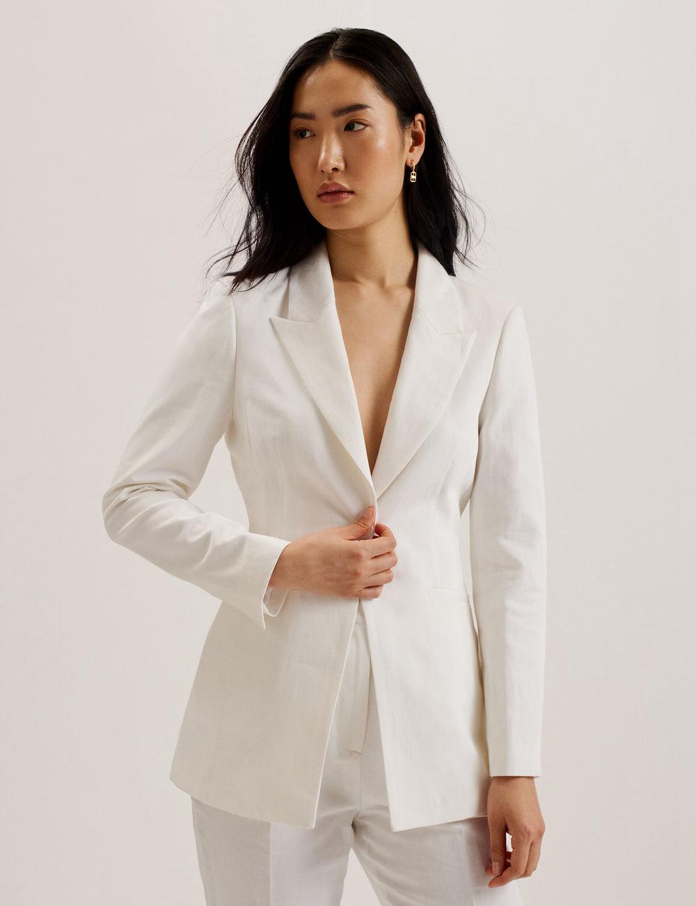 Blazer Ted Baker MUSUB - Tailored with Faux Pockets Femme Blanche | Paris  94502-HYDL