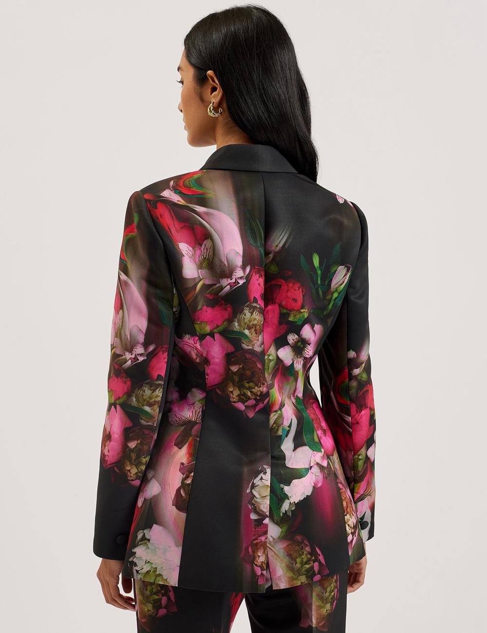 Blazer Ted Baker OKUNI - Fitted Floral Print Tailored Femme Noir | Paris  72108-IKZF