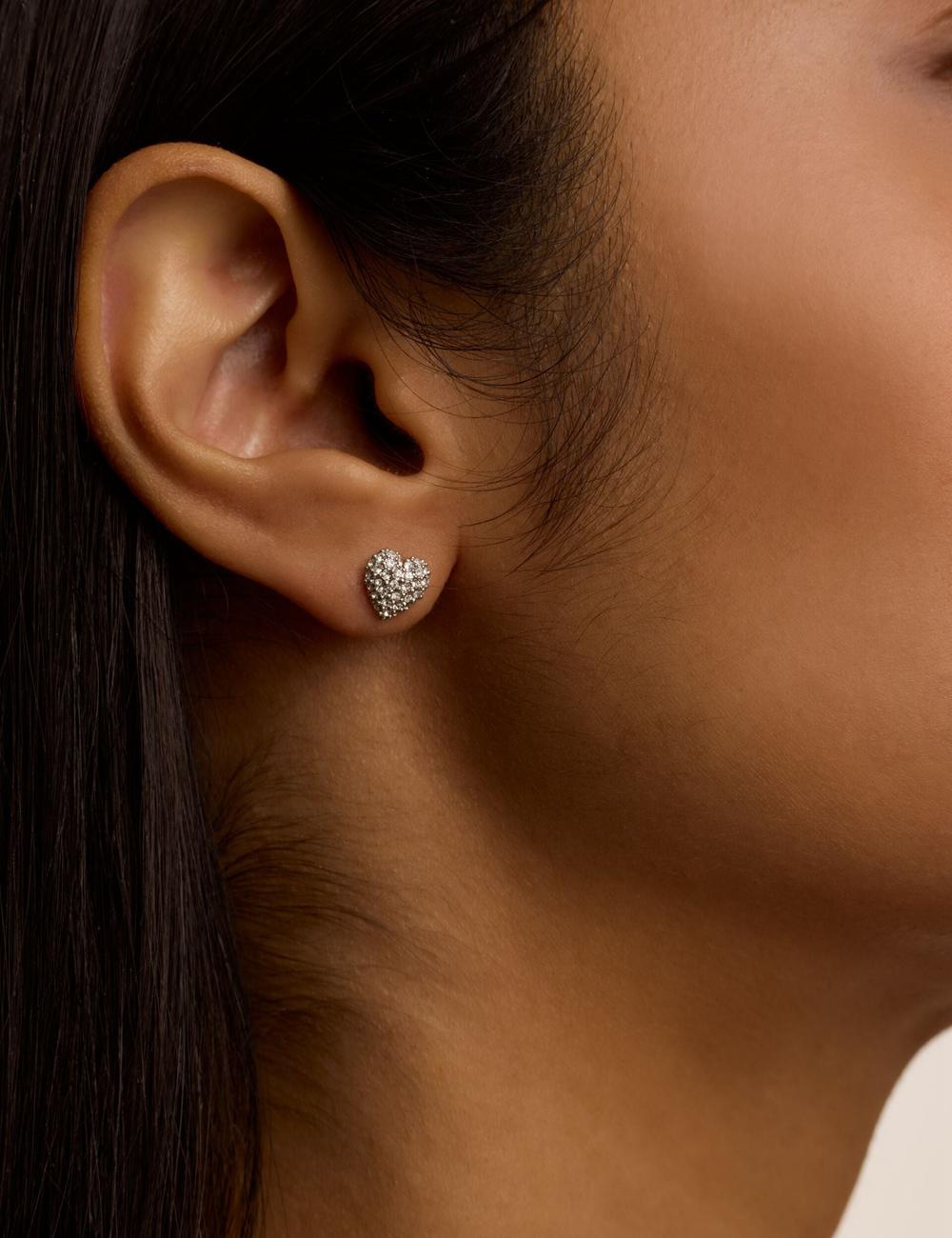 Boucles d'Oreilles Ted Baker ADORAA - Crystal Heart Stud Femme Argent | Paris  37498-LBMS