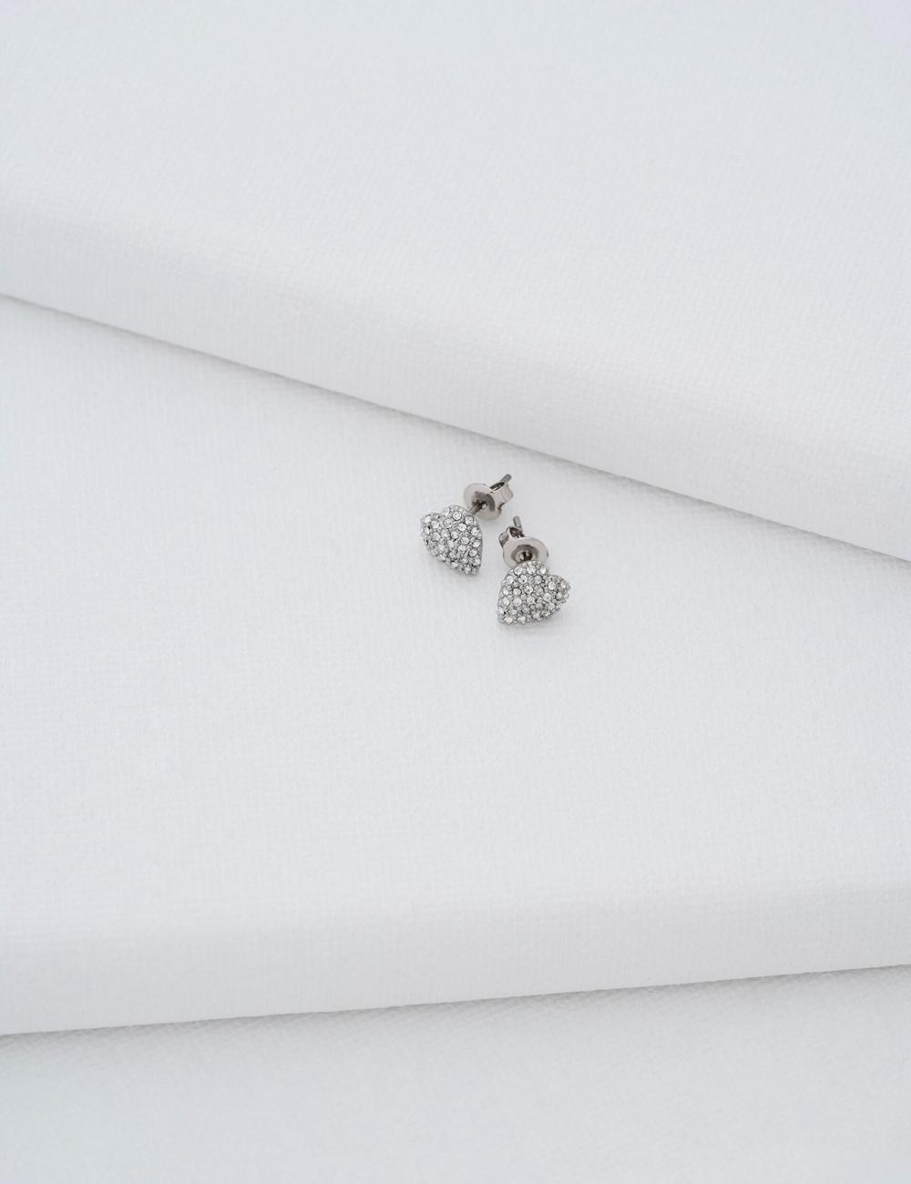 Boucles d'Oreilles Ted Baker ADORAA - Crystal Heart Stud Femme Argent | Paris  37498-LBMS