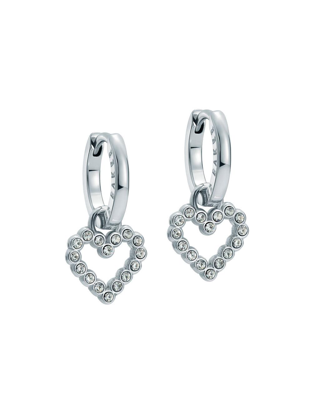 Boucles d'Oreilles Ted Baker AMORA - Crystal Open Heart Huggie Femme Argent | Paris  13468-ZYHT