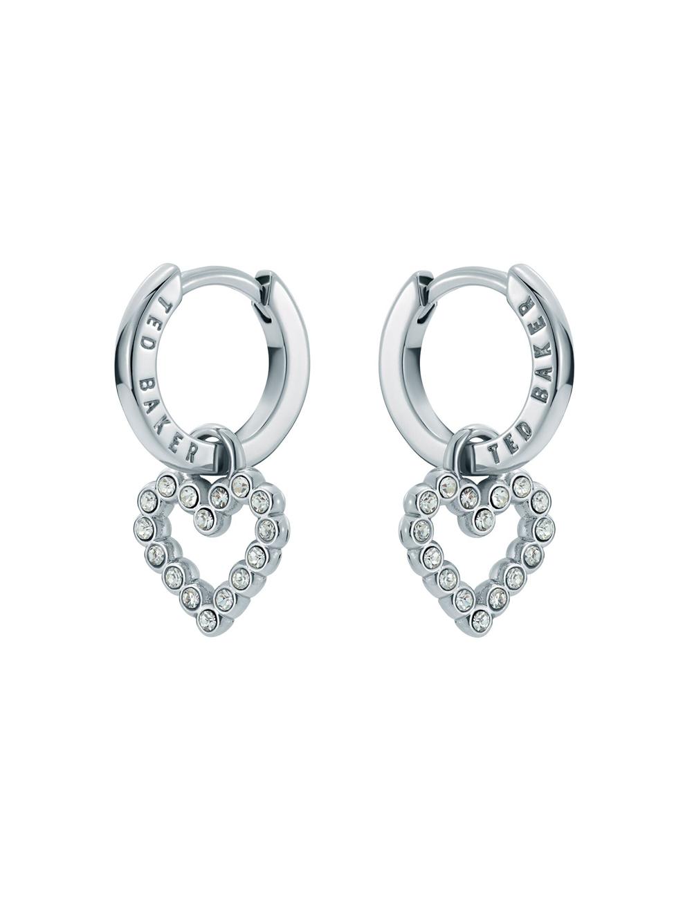 Boucles d'Oreilles Ted Baker AMORA - Crystal Open Heart Huggie Femme Argent | Paris  13468-ZYHT