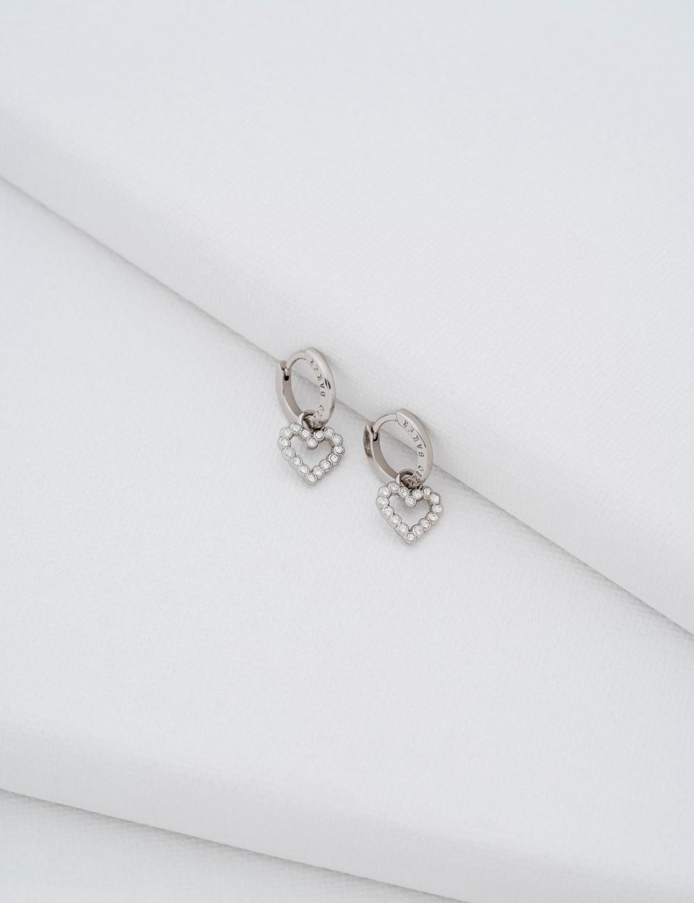 Boucles d'Oreilles Ted Baker AMORA - Crystal Open Heart Huggie Femme Argent | Paris  13468-ZYHT