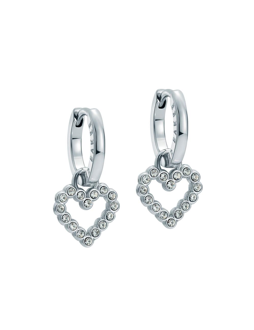 Boucles d'Oreilles Ted Baker AMORA - Crystal Open Heart Huggie Femme Argent | Paris  13468-ZYHT