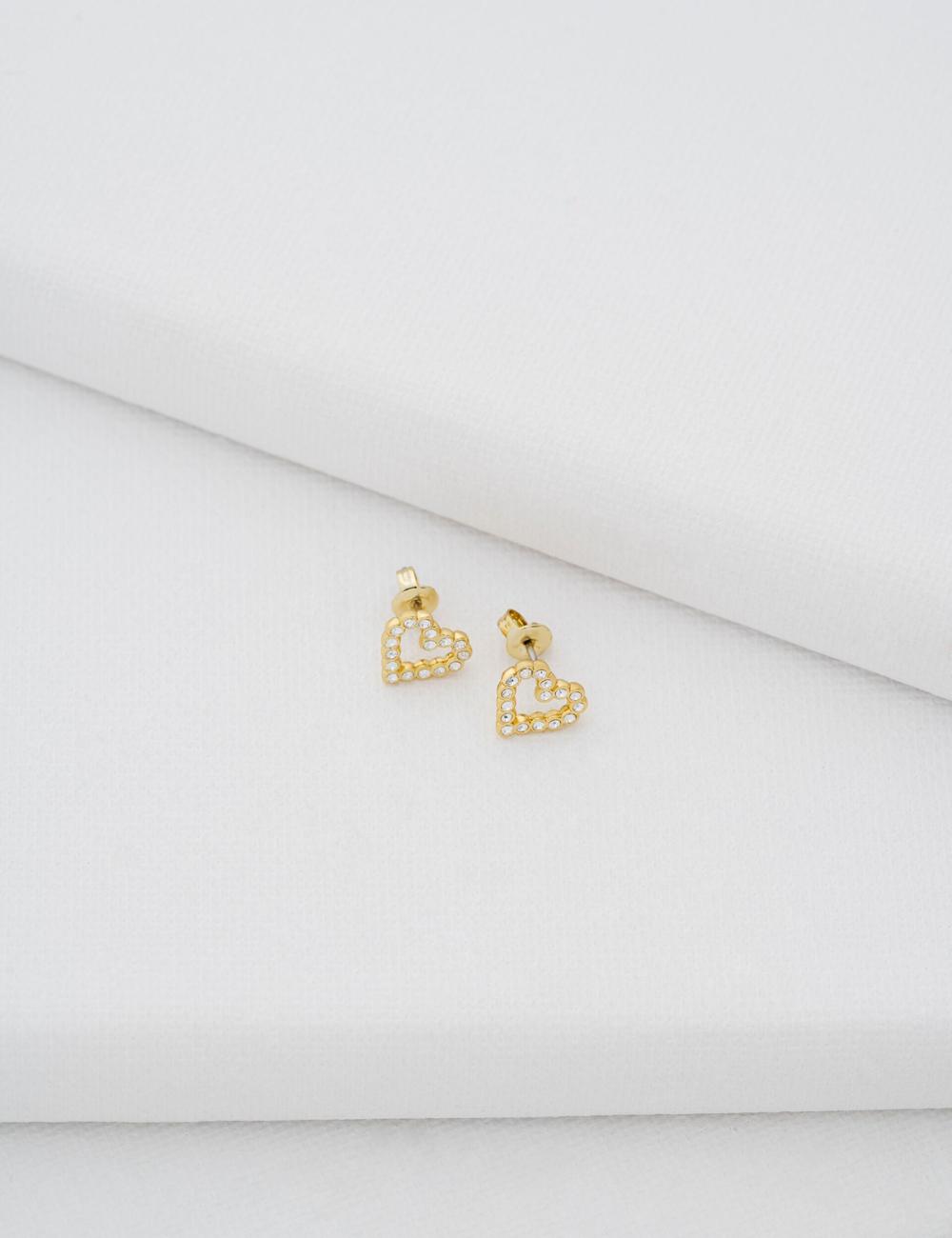 Boucles d'Oreilles Ted Baker AMORINA -Crystal Open Heart Stud Femme Doré | Paris  79485-BAHG