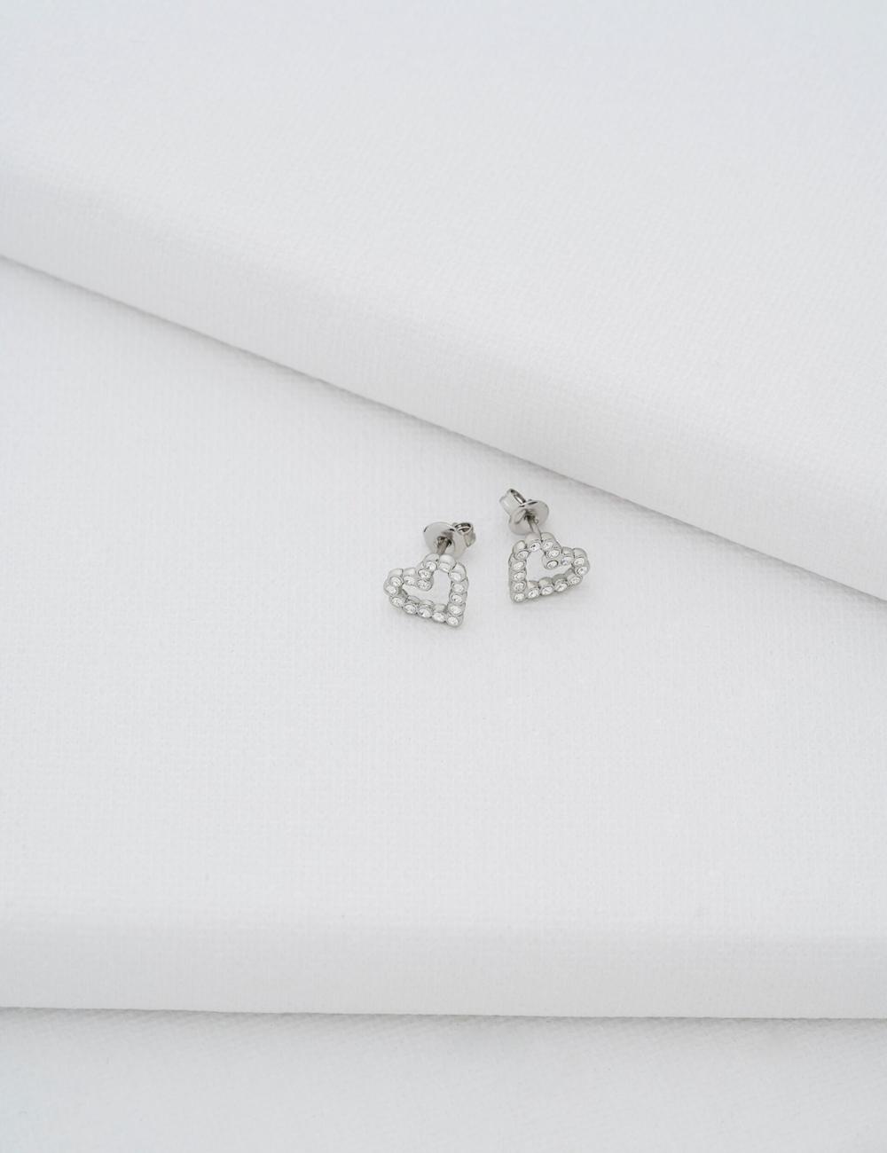 Boucles d'Oreilles Ted Baker AMORINA - Crystal Open Heart Stud Femme Argent | Paris  61728-LTMR