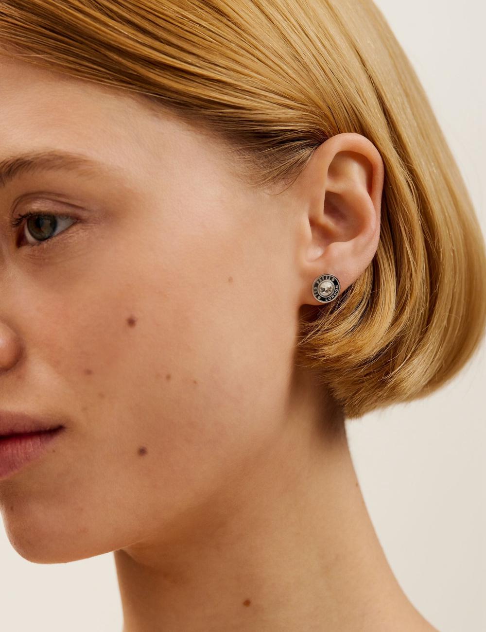 Boucles d'Oreilles Ted Baker CHERELLE - Branded Crystal Button Stud Femme Argent | Paris  93426-PGDU