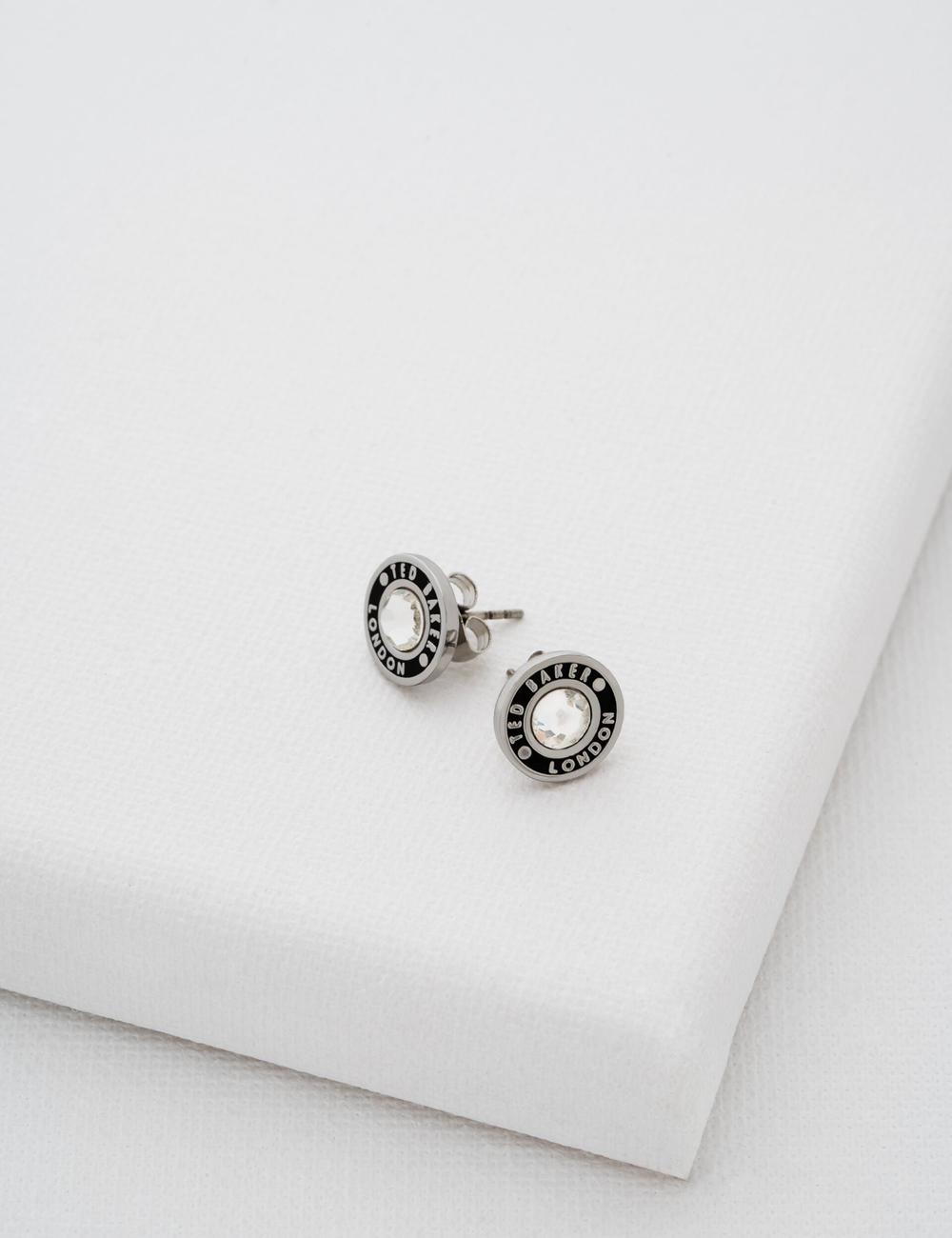Boucles d'Oreilles Ted Baker CHERELLE - Branded Crystal Button Stud Femme Argent | Paris  93426-PGDU