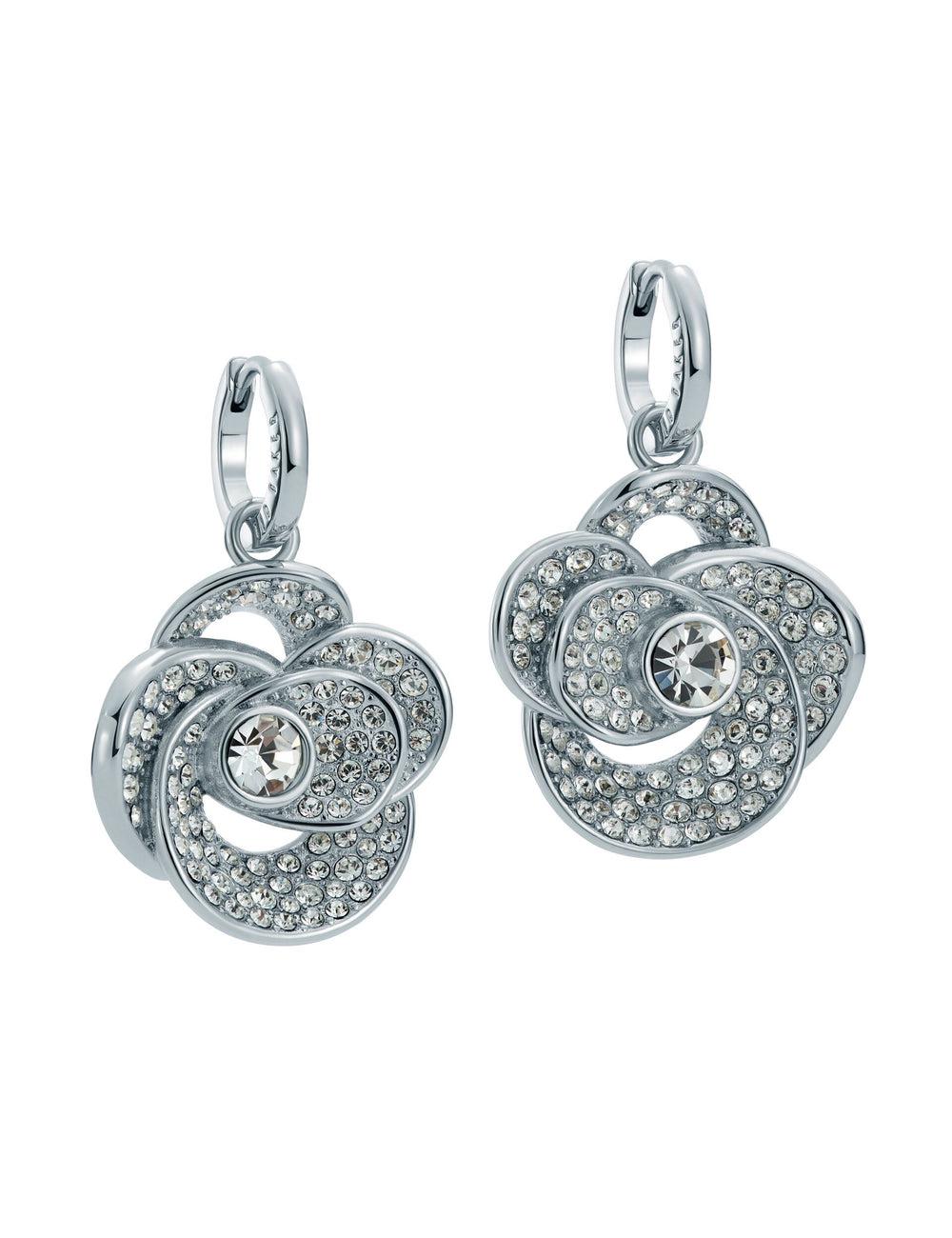 Boucles d'Oreilles Ted Baker FLORENCE - Crystal Flower Pendant Huggie Femme Argent | Paris  52148-RUMJ