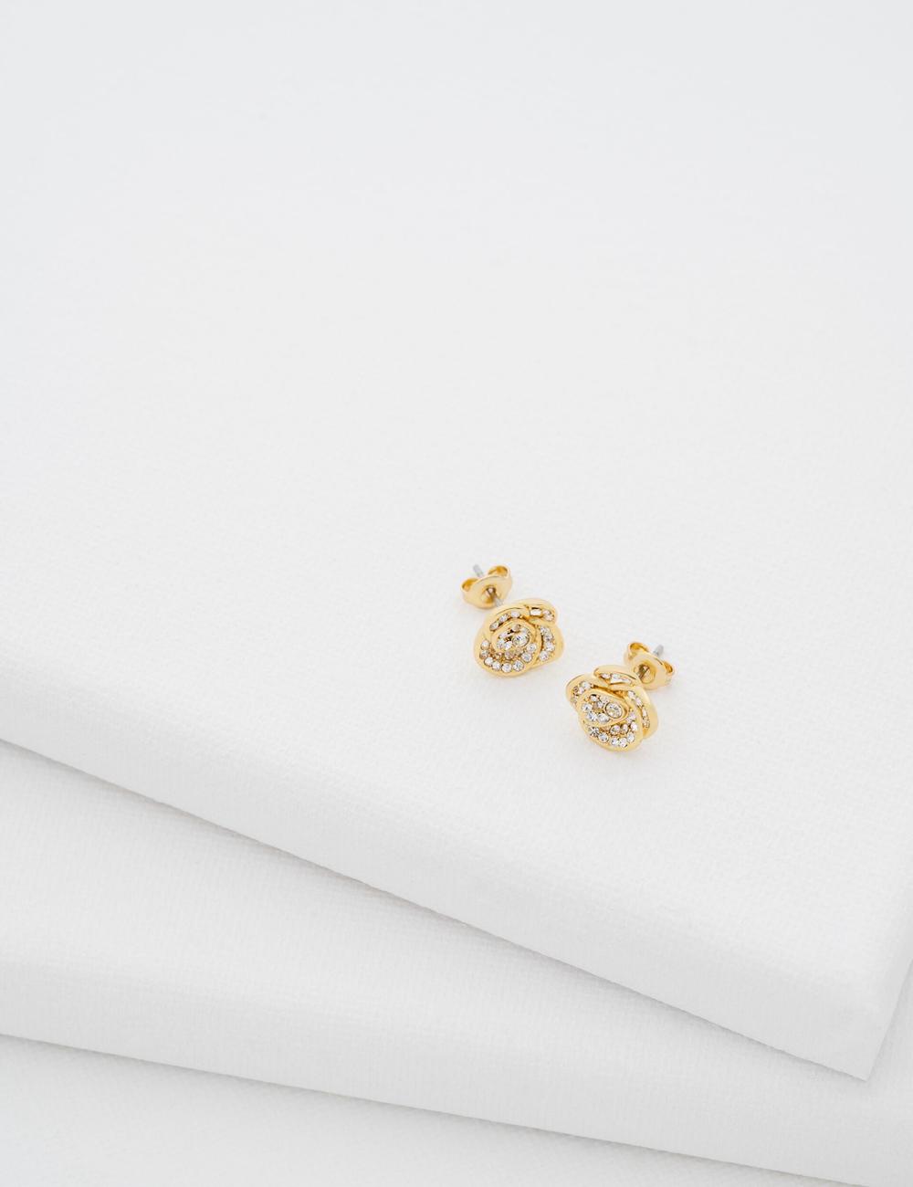 Boucles d'Oreilles Ted Baker FLORINE - Crystal Flower Stud Femme Doré | Paris  12854-JLXO