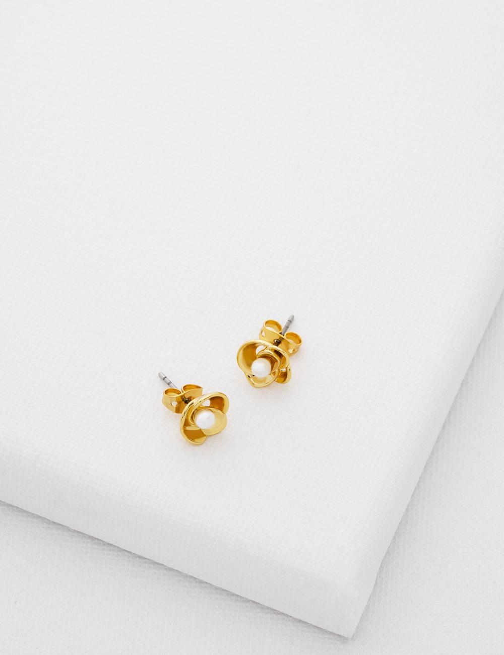 Boucles d'Oreilles Ted Baker FLO - Pearl Flower Stud Femme Doré | Paris  86723-KYLQ