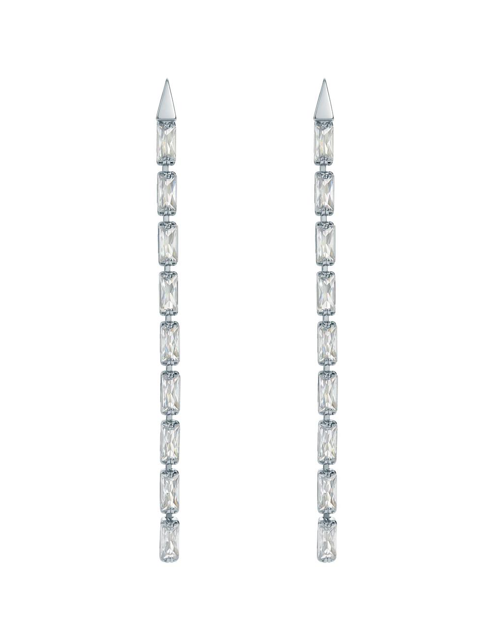 Boucles d'Oreilles Ted Baker ISALIE - Baguette Crystal Long Drop Femme Argent | Paris  46371-AZCR
