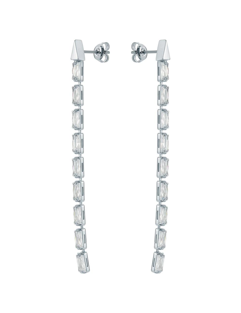 Boucles d'Oreilles Ted Baker ISALIE - Baguette Crystal Long Drop Femme Argent | Paris  46371-AZCR