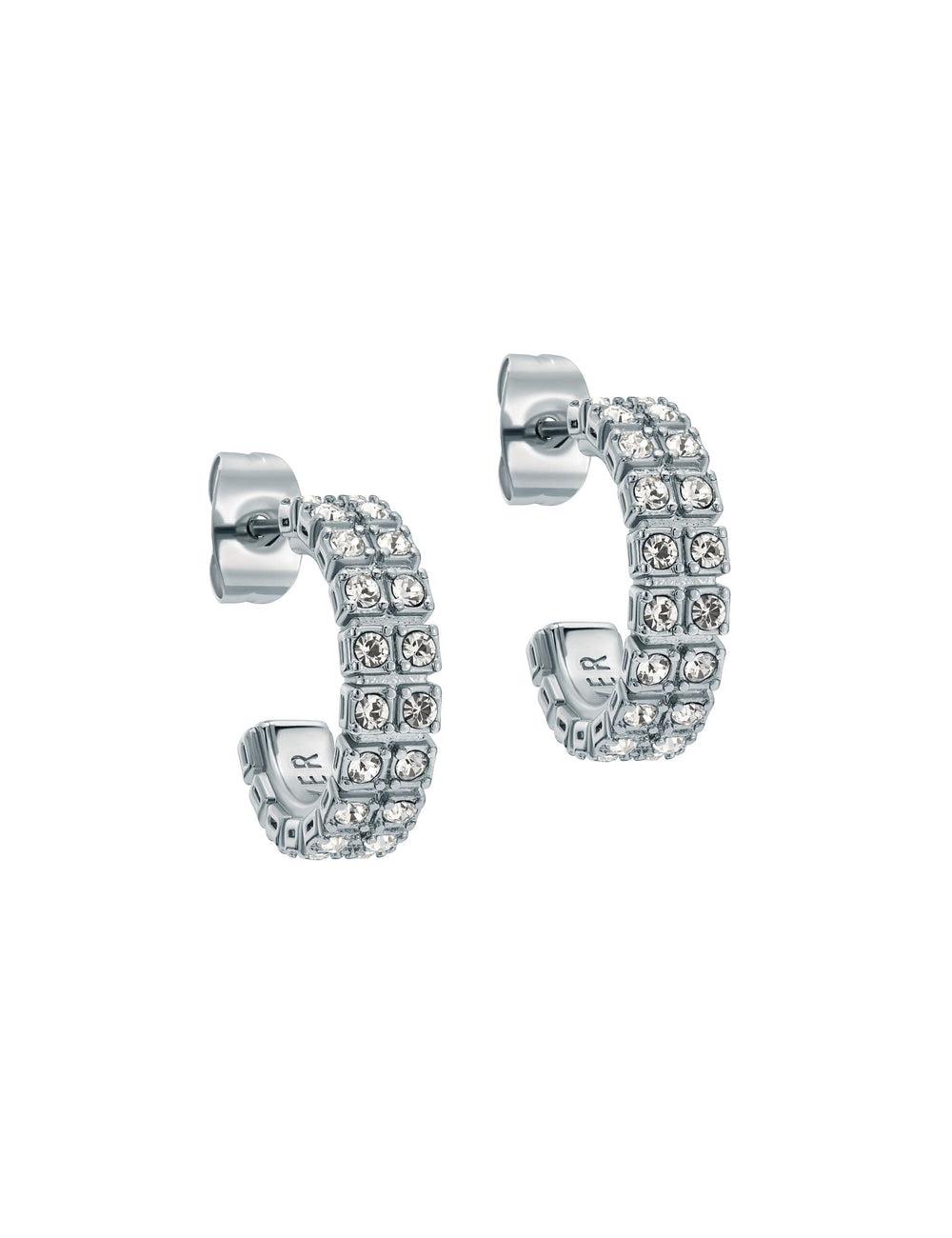 Boucles d'Oreilles Ted Baker MELLRIE - Double Row Crystal Hoop Femme Argent | Paris  63582-KZHX