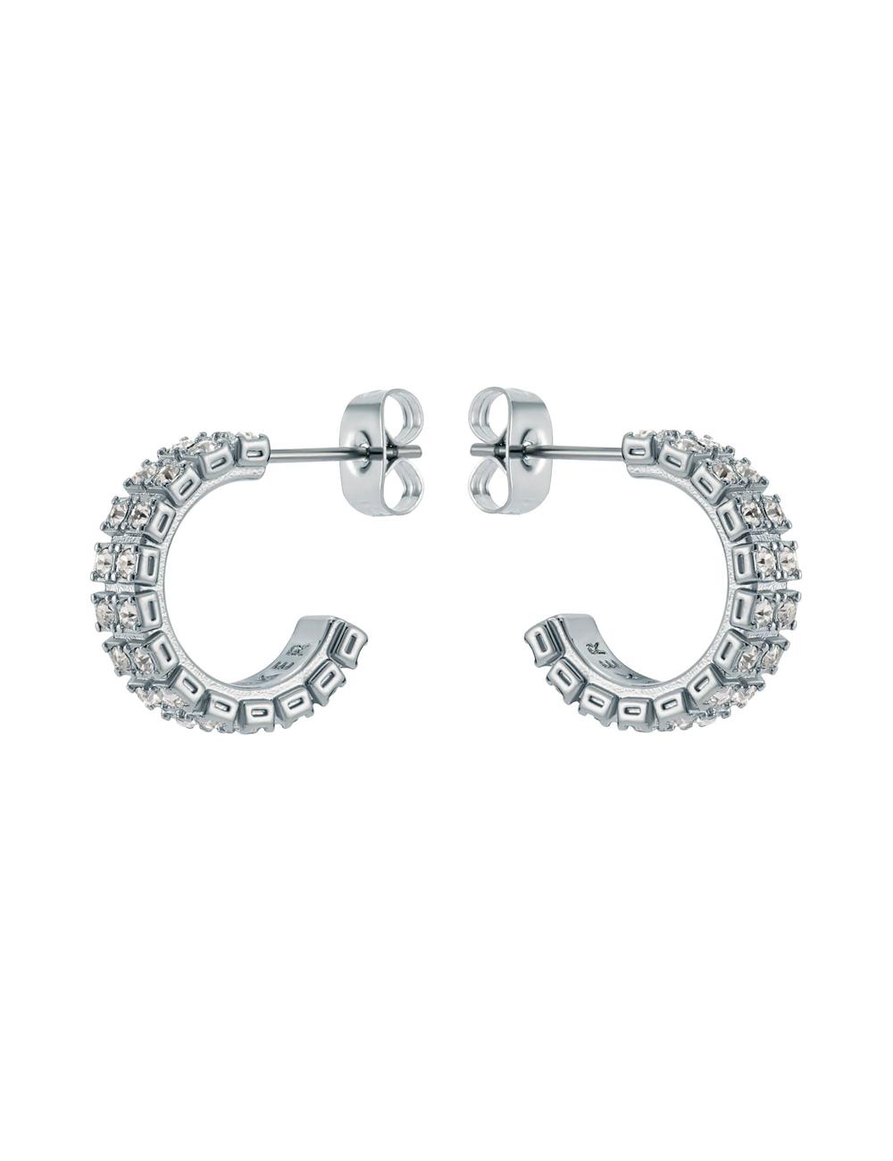 Boucles d'Oreilles Ted Baker MELLRIE - Double Row Crystal Hoop Femme Argent | Paris  63582-KZHX