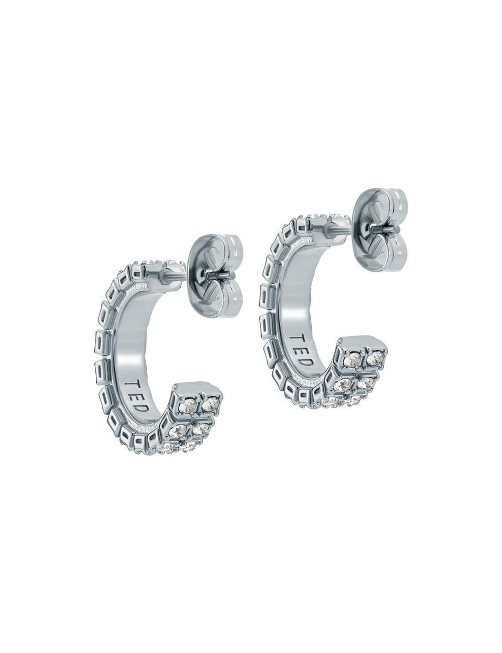 Boucles d'Oreilles Ted Baker MELLRIE - Double Row Crystal Hoop Femme Argent | Paris  63582-KZHX