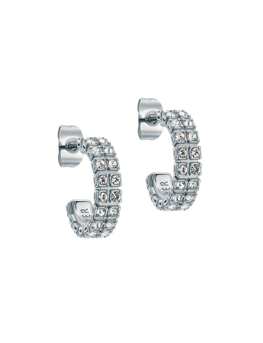 Boucles d'Oreilles Ted Baker MELLRIE - Double Row Crystal Hoop Femme Argent | Paris  63582-KZHX