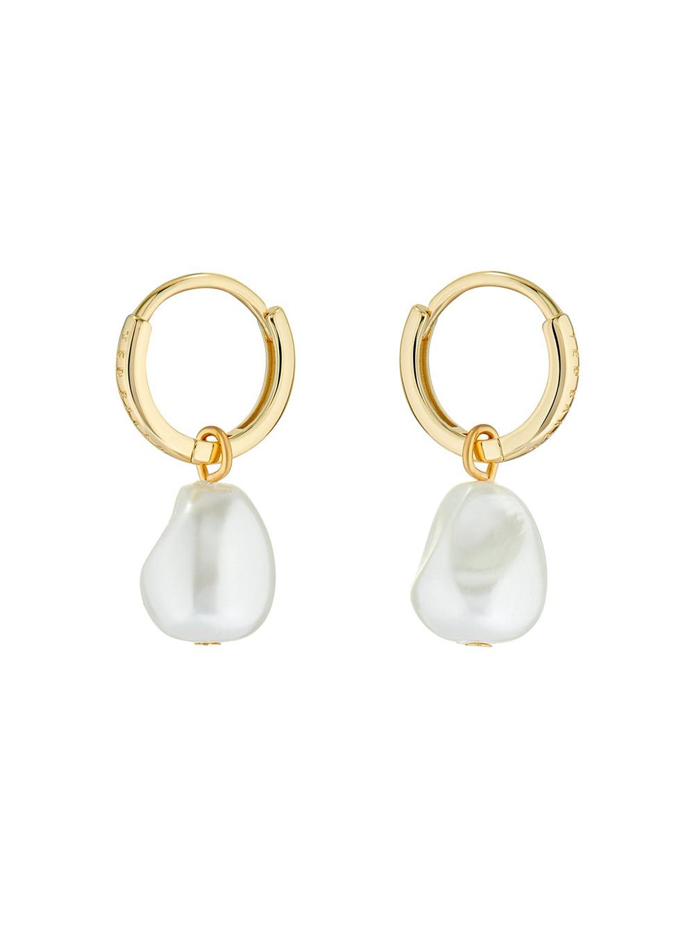 Boucles d'Oreilles Ted Baker PERIAA - Pearl Drop Pendant Huggie Femme Doré | Paris  16840-FHON