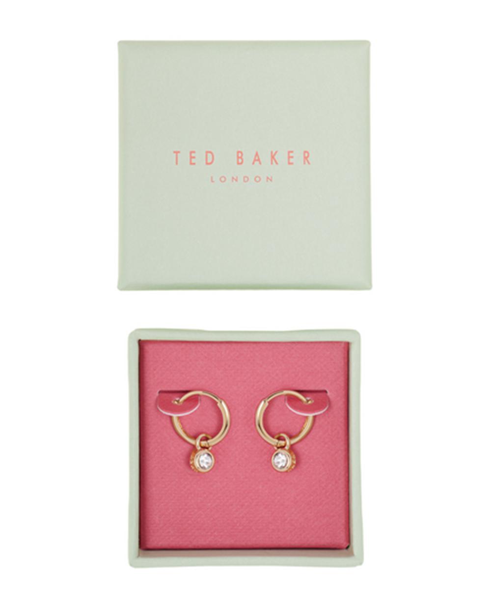 Boucles d'Oreilles Ted Baker SINALAA - Crystal Pendant Huggie Femme Doré | Paris  95017-WFGQ