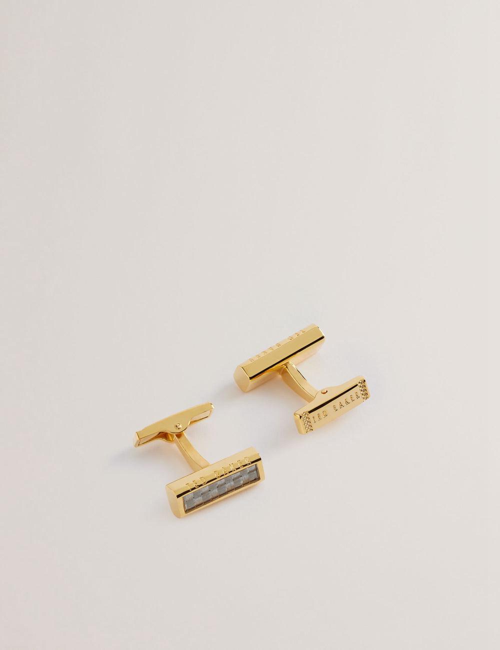 Boutons De Manchette Ted Baker CARBIE - Carbon Fibre Bar Metal Homme Doré | Paris  35170-BPGY