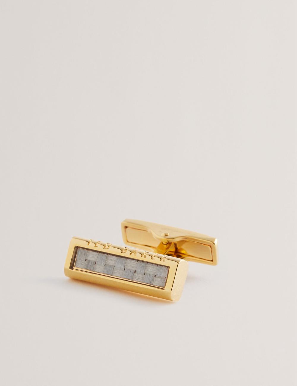 Boutons De Manchette Ted Baker CARBIE - Carbon Fibre Bar Metal Homme Doré | Paris  35170-BPGY