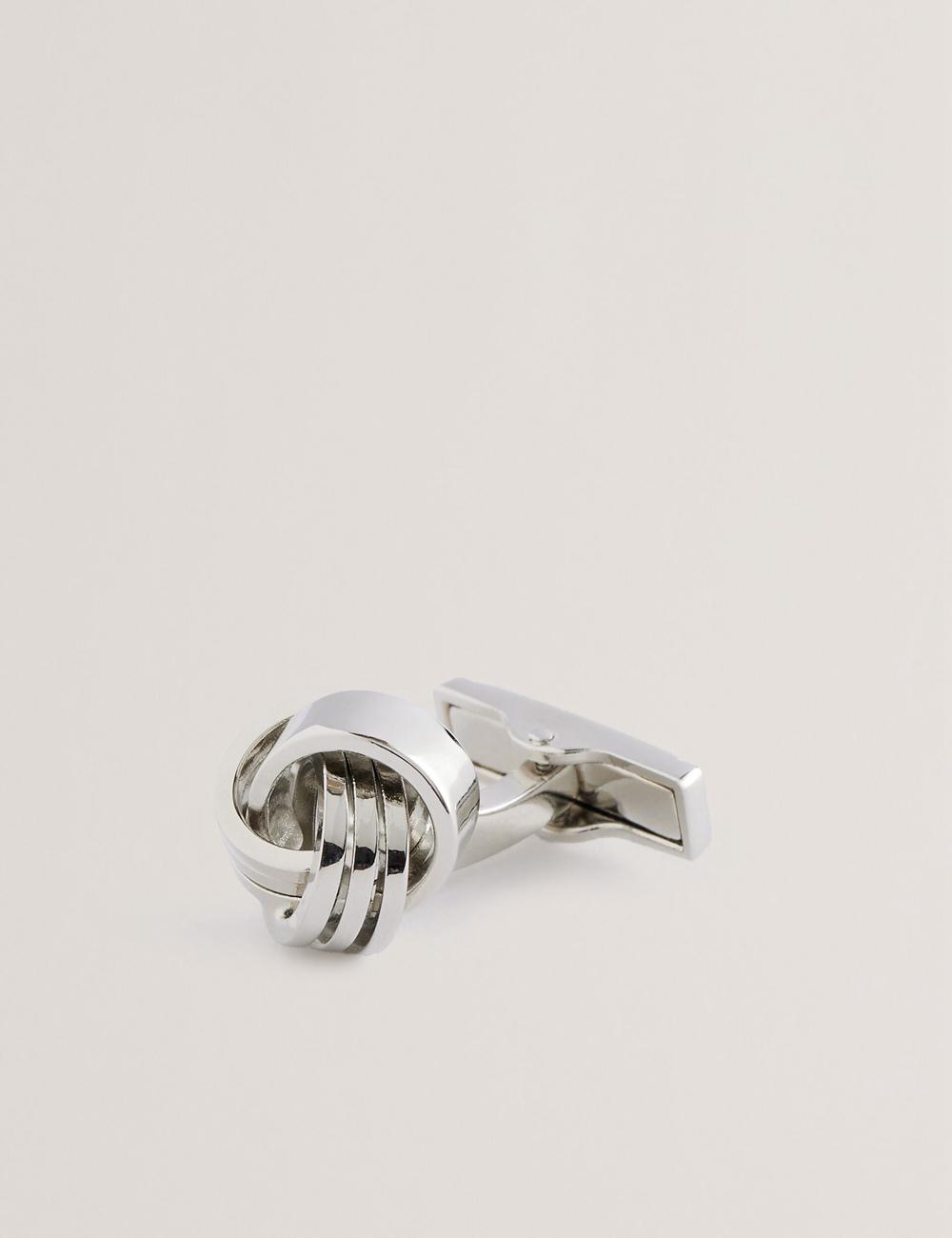 Boutons De Manchette Ted Baker KNOTED - Knotted Shiny Metal Homme Argent | Paris  98124-PJTA