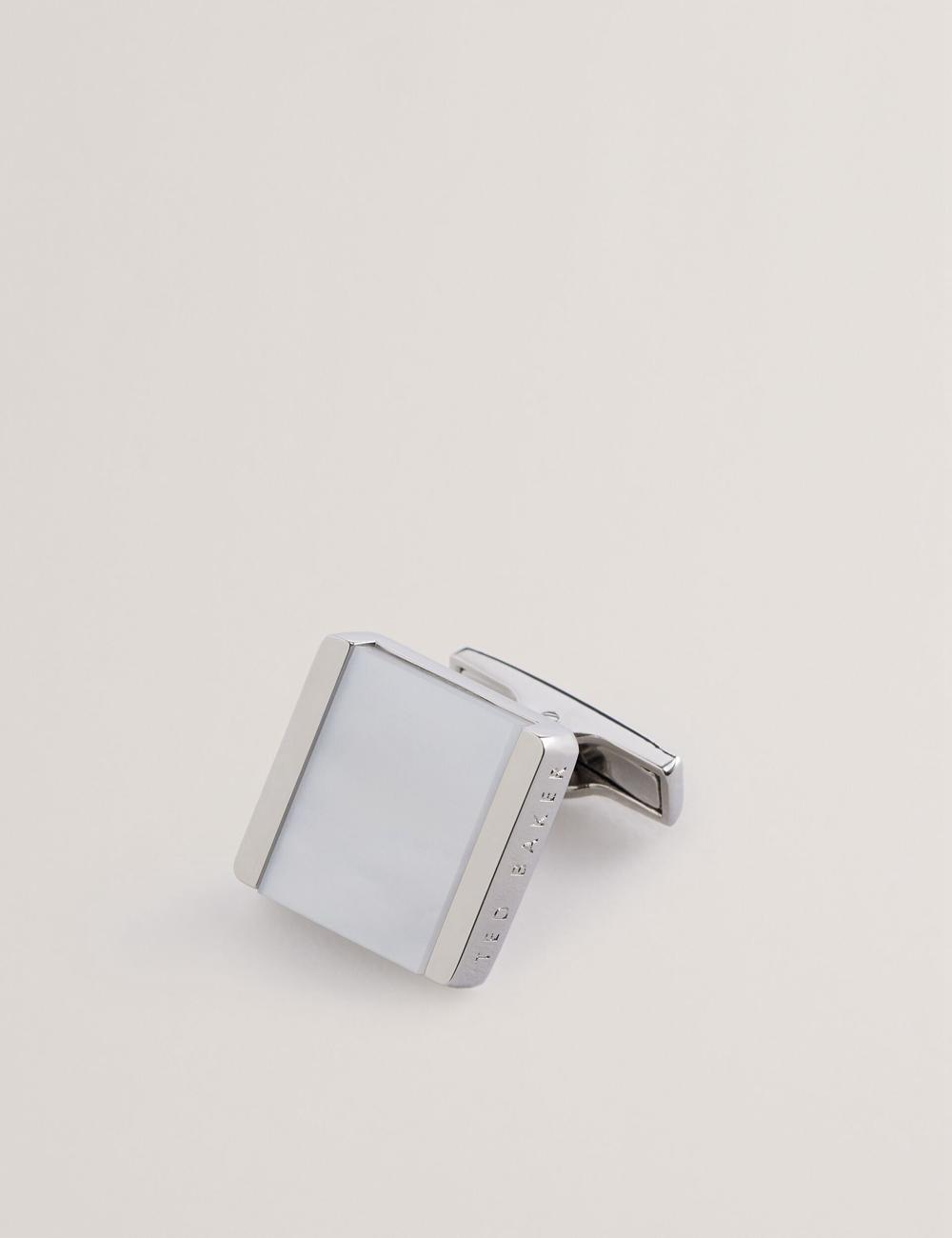 Boutons De Manchette Ted Baker PAYDEN - Pearlescent Stone Square Homme Argent | Paris  58079-DYOF