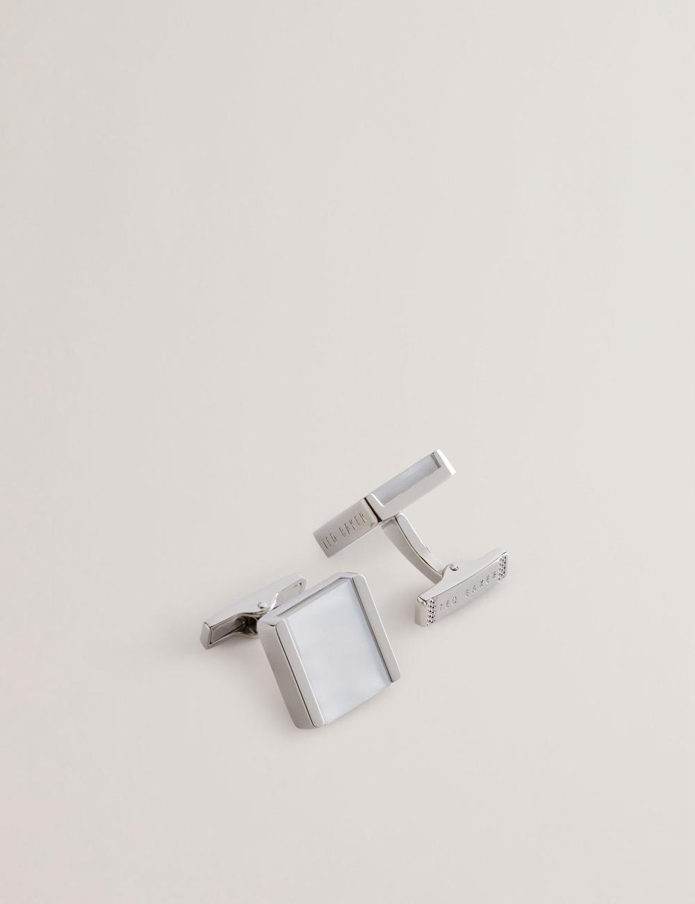 Boutons De Manchette Ted Baker PAYDEN - Pearlescent Stone Square Homme Argent | Paris  58079-DYOF