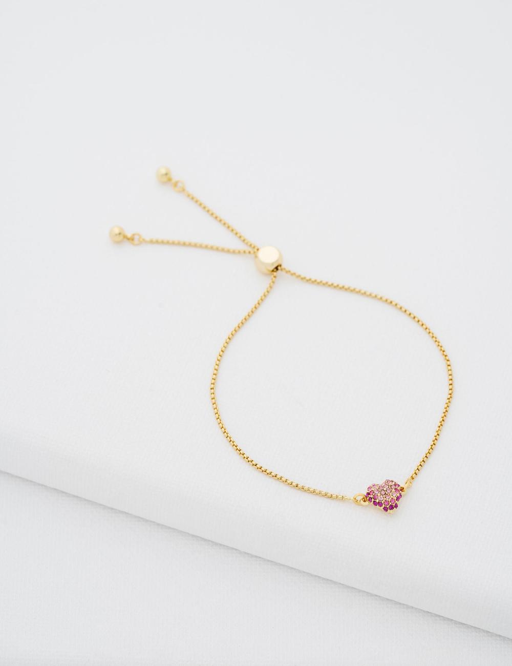 Bracelets Ted Baker ADORIA - Mini Crystal Heart Adjustable Femme Doré | Paris  41938-BVUL