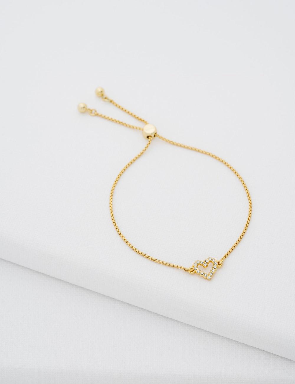 Bracelets Ted Baker AMORITA - Crystal Open Heart Adjustable Femme Doré | Paris  71268-ZKNT