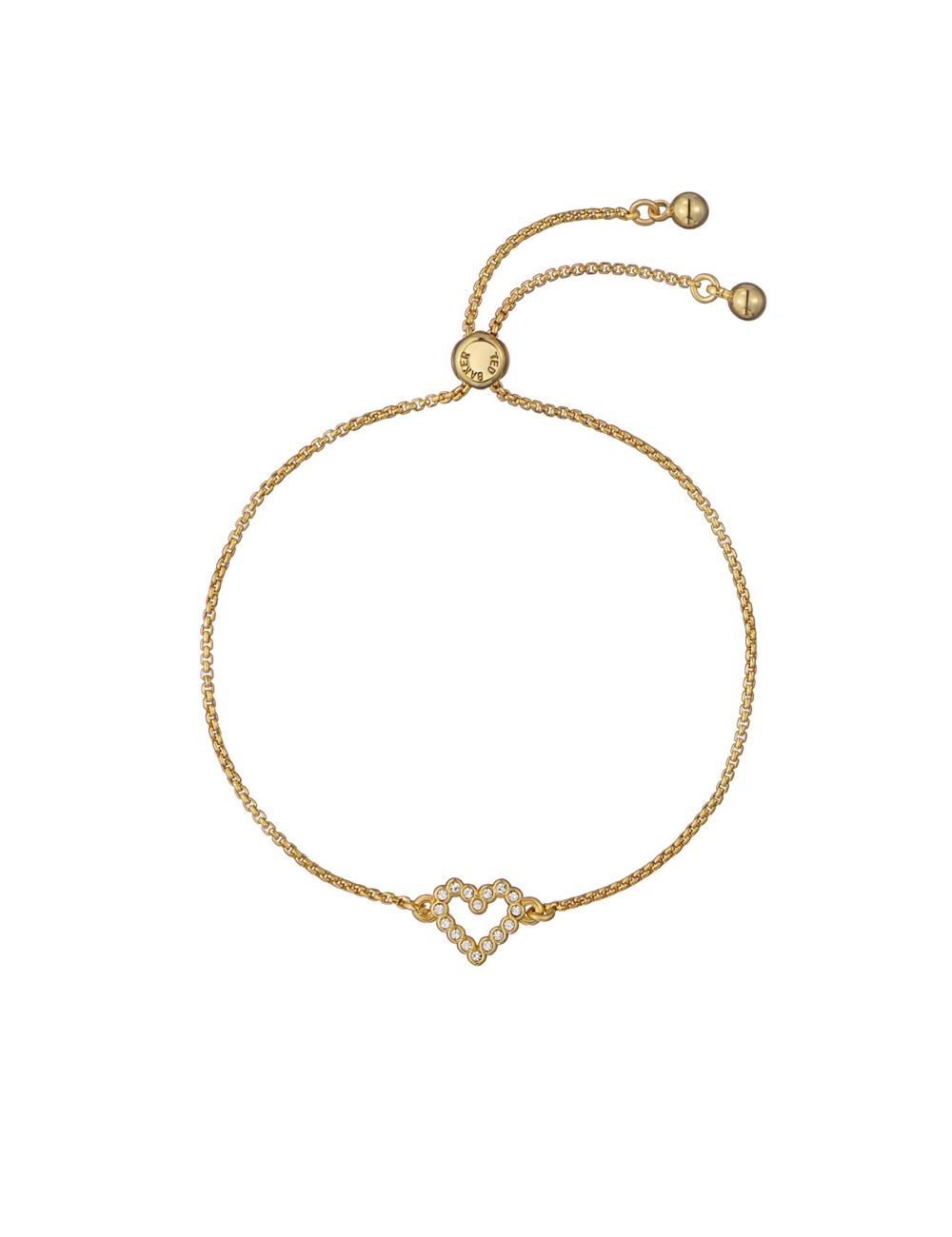 Bracelets Ted Baker AMORITA - Crystal Open Heart Adjustable Femme Doré | Paris  71268-ZKNT