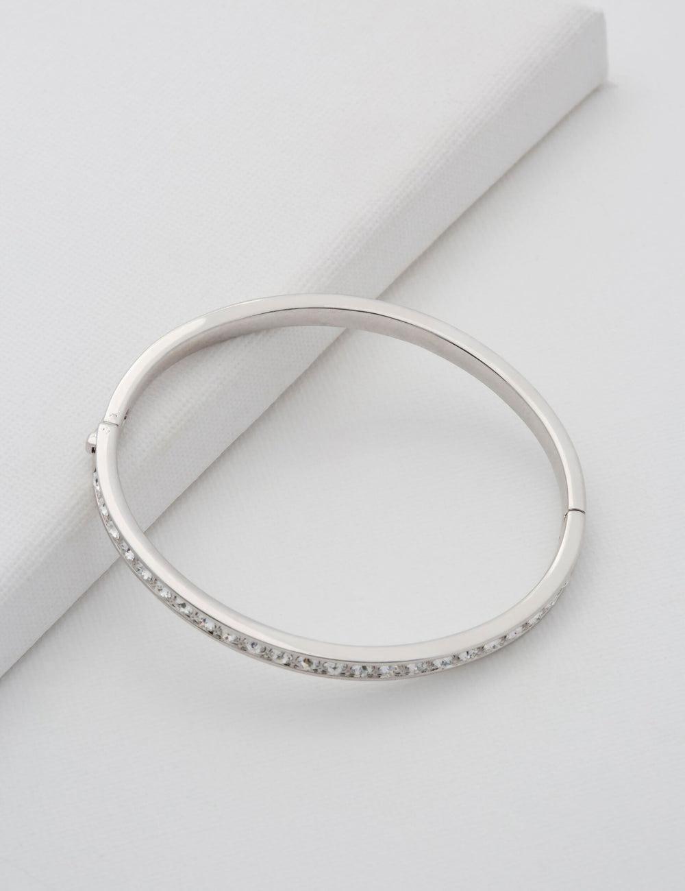 Bracelets Ted Baker CLEMARA - Crystal Hinge Bangle Femme Argent | Paris  42761-ZHFI