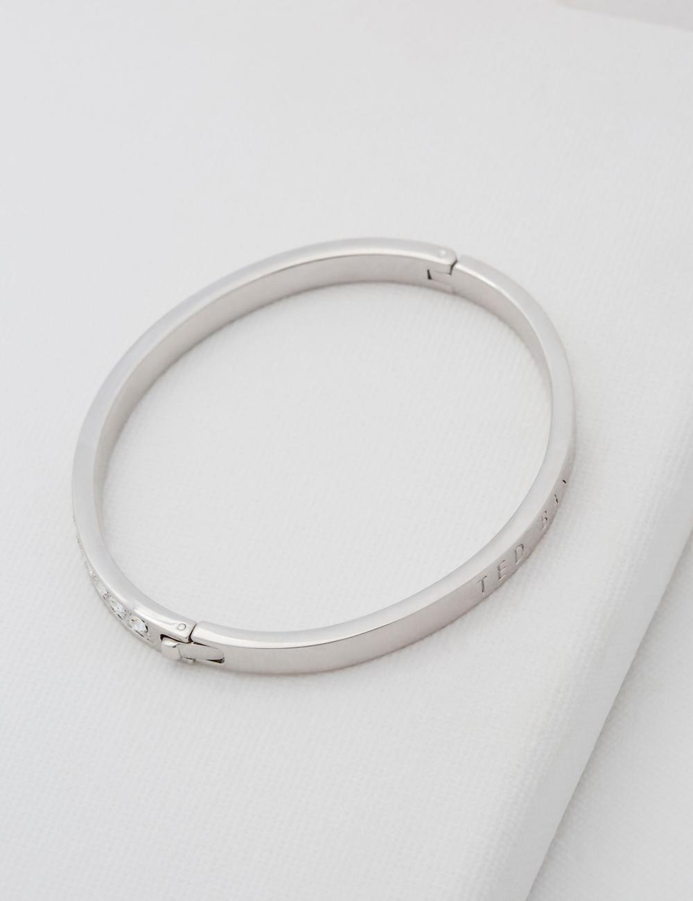 Bracelets Ted Baker CLEMARA - Crystal Hinge Bangle Femme Argent | Paris  42761-ZHFI