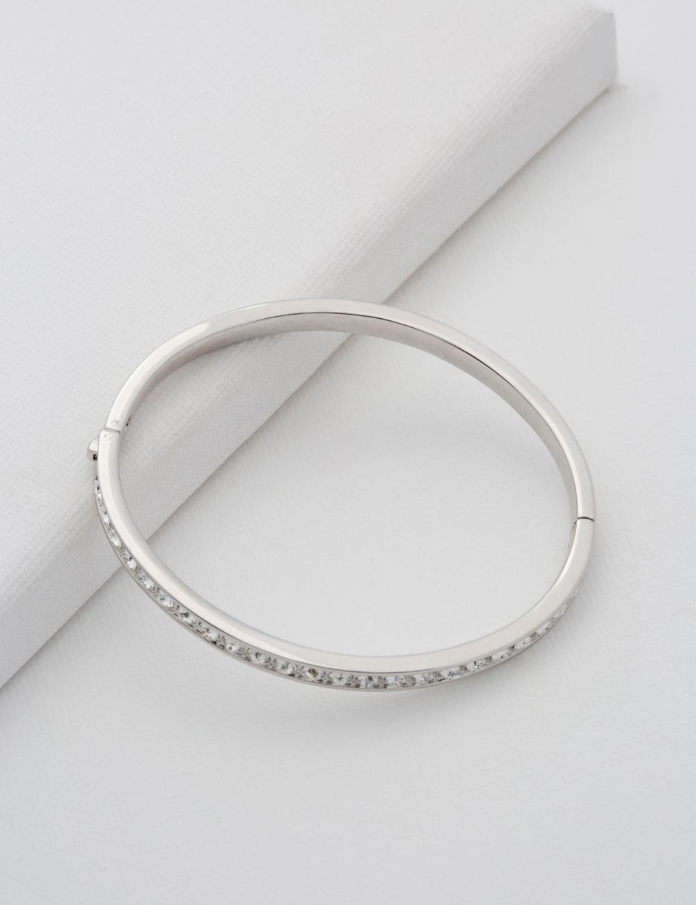 Bracelets Ted Baker CLEMARA - Crystal Hinge Bangle Femme Argent | Paris  42761-ZHFI