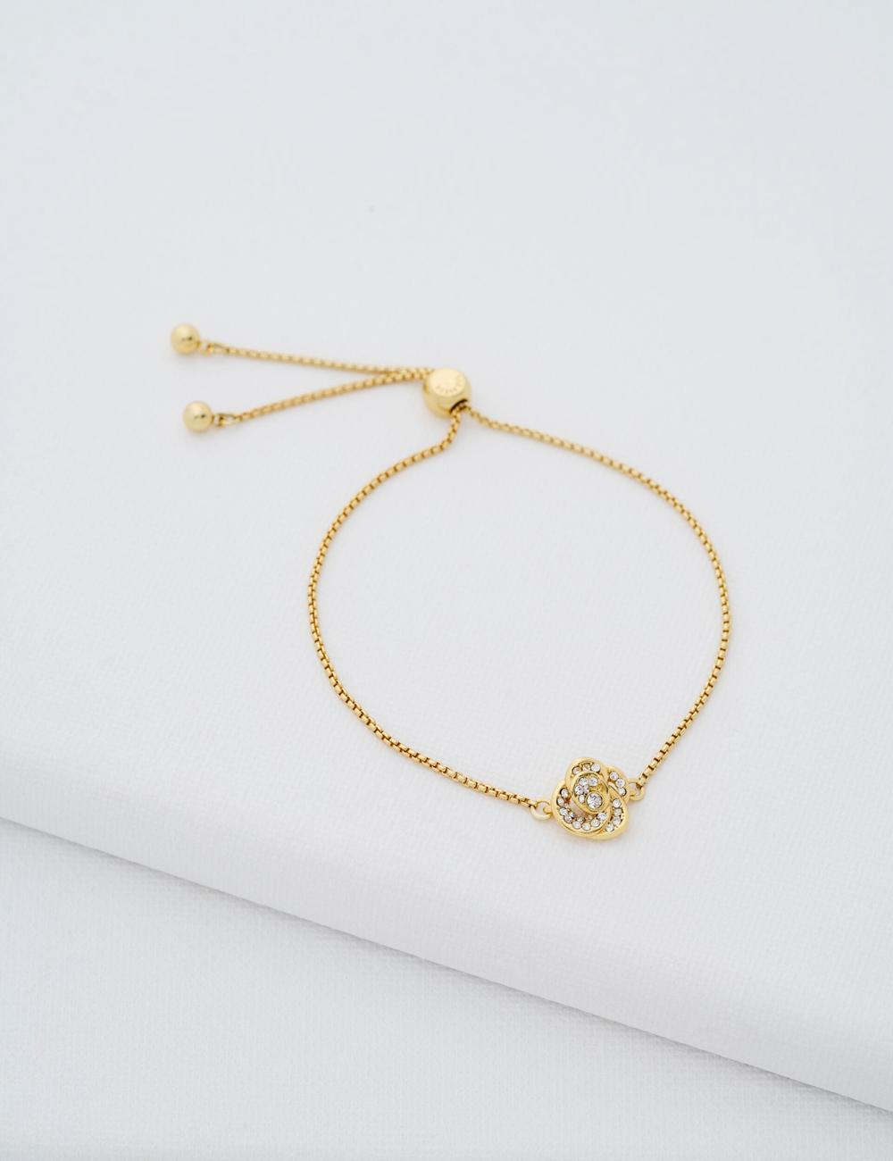 Bracelets Ted Baker FLORINA - Crystal Flower Adjustable Femme Doré | Paris  82016-PAOF