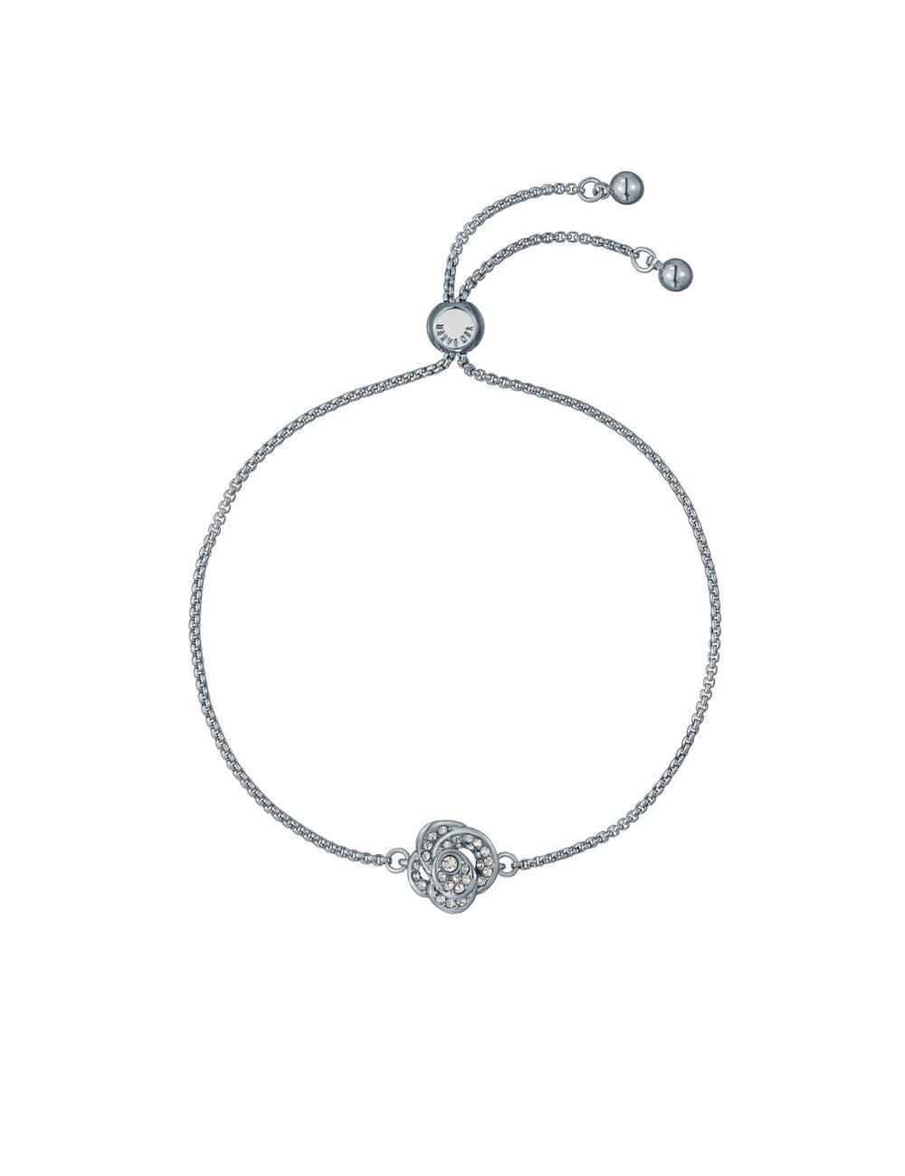 Bracelets Ted Baker FLORINA - Crystal Flower Adjustable Slider Femme Argent | Paris  21935-NYWX