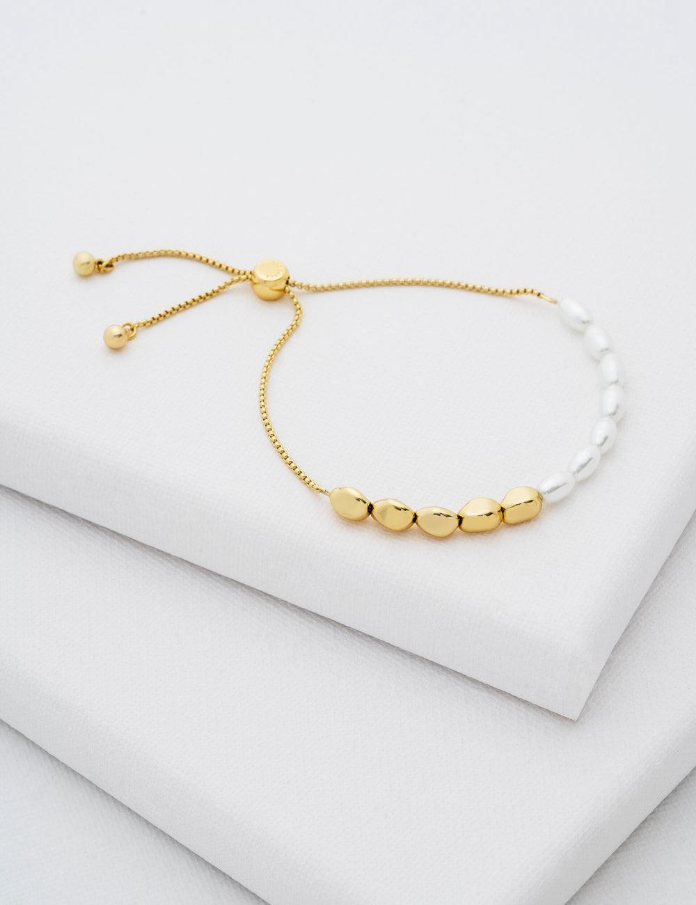 Bracelets Ted Baker INELA - Island Pearl Bead Adjustable Femme Doré | Paris  61470-OSRK
